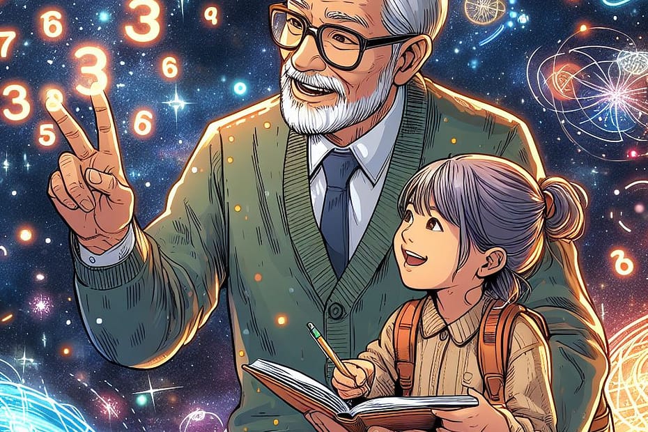 Un grand-père apprend à sa petite fille à compter.